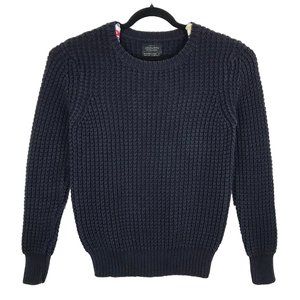 All Saint Navy Waffle Crew Neck Sweater M